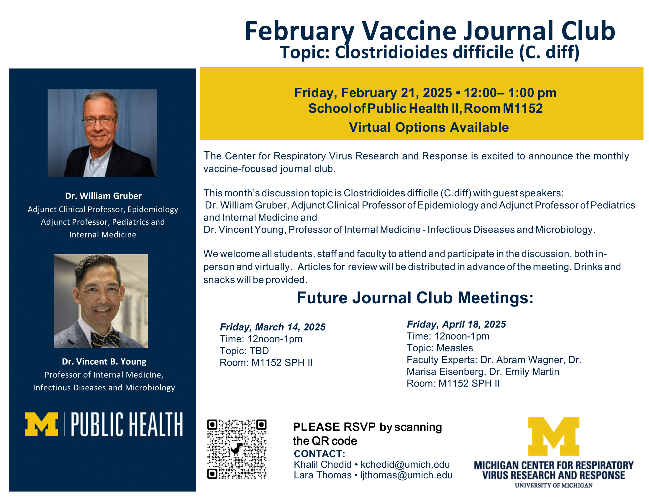 Event Flyer for February Vaccine Journal Club: Clostridioides difficile (C.diff)